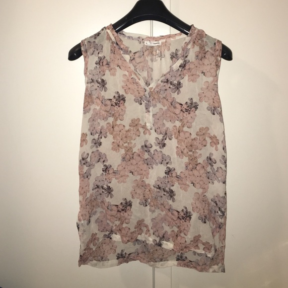 Club Monaco Floral Silk Sleeveless Blouse