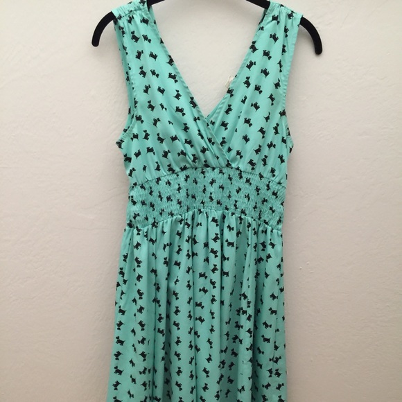 Mint dog patterned mini dress