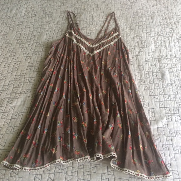 Floral print mini-trapeze dress