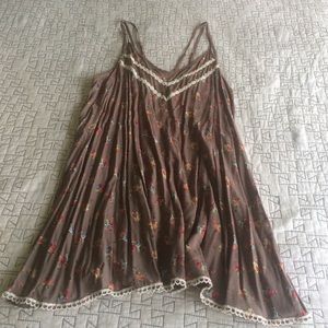 Floral print mini-trapeze dress