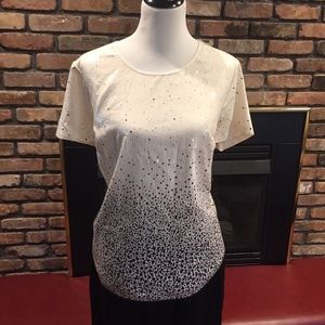 NWT Merona Cream & Black Sequined Top
