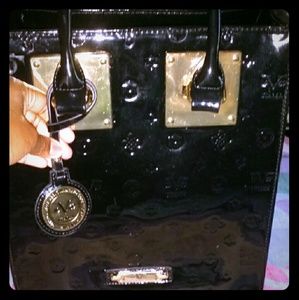 Versace 19v69 italia black patent leather tote