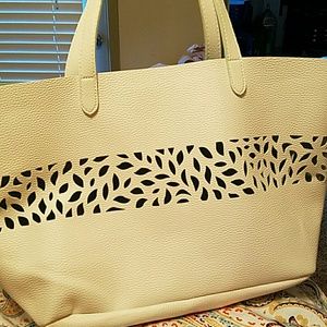 White leather carryall bag