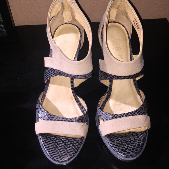 Nude with snake skin heels