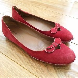 Marc Jacob red suede leather flats bow 37