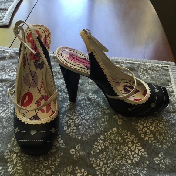 Black and white heels