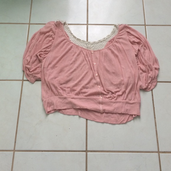 Pink blouse with crochet back - Picture 1 of 2