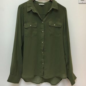 Army green sheer blouse from American Eagle