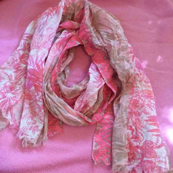Pink & tan summer scarf