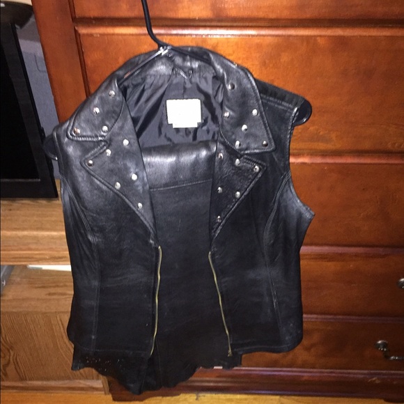 Custom made leather pants and vest set.