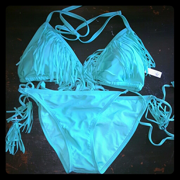 SOLD! Mint Green BP. Nordstrom Fringe Bikini