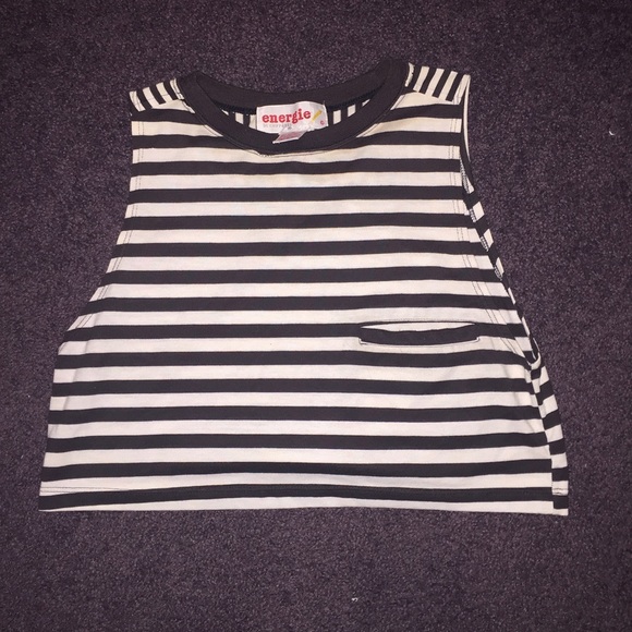 American Vintage Tops - American vintage striped black and white croptop