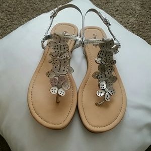 Silver floral sandals
