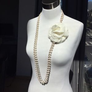 Henri Bendel pearl necklace with silk rose