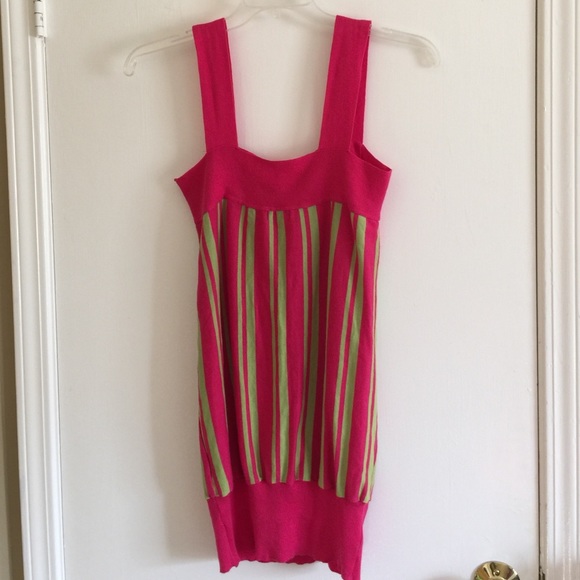 Pink and Green Striped Sweater Tank Top