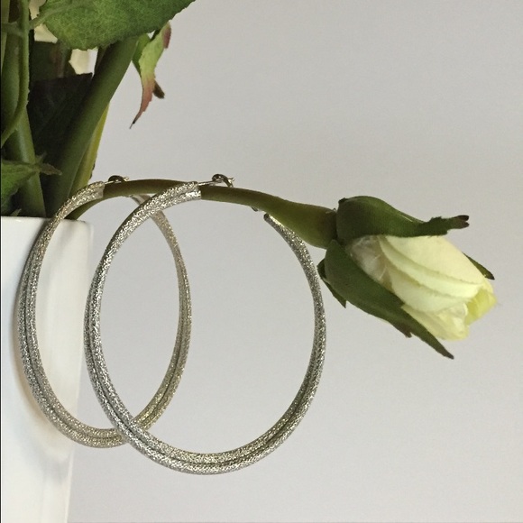 Jewelry - Silver Glitter Hoops✨