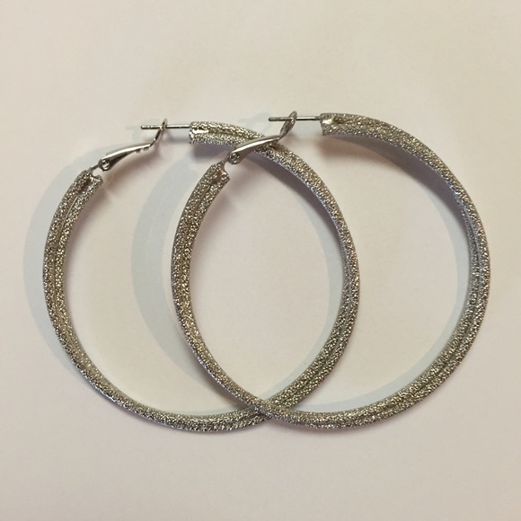 Silver Glitter Hoops✨ - Picture 3 of 4