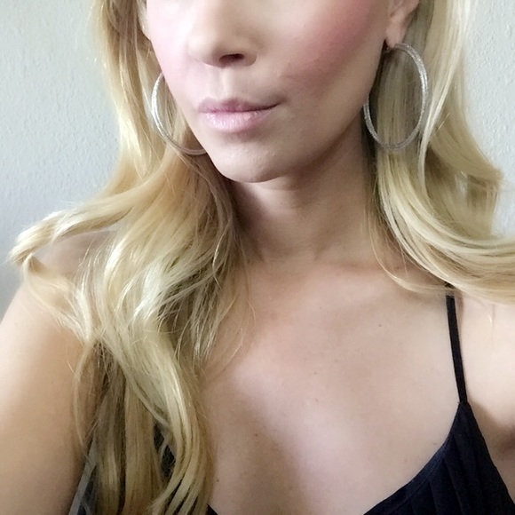 Silver Glitter Hoops✨ - Picture 4 of 4