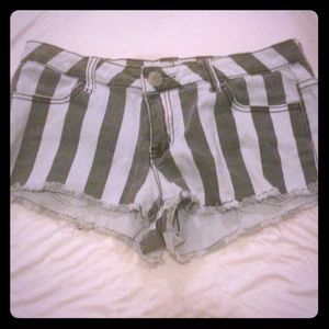 Black and white striped shorts