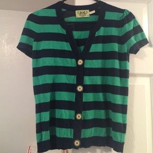 JUICY COUTURE STRIPED BLUE/GREEN CARDIGAN  (L)