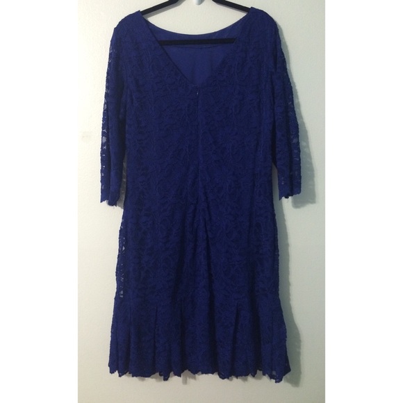 Calvin Klein Royal Blue Lace Flapper Style Dress - Picture 2 of 4