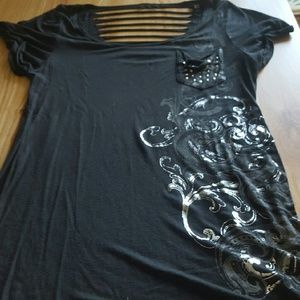 Embellished black tee