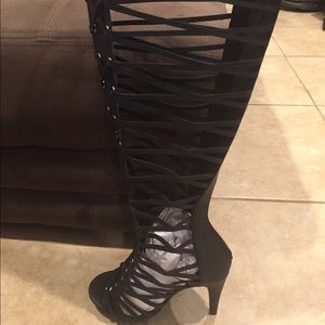 Black Wide calf gladiator boots. Brand new.