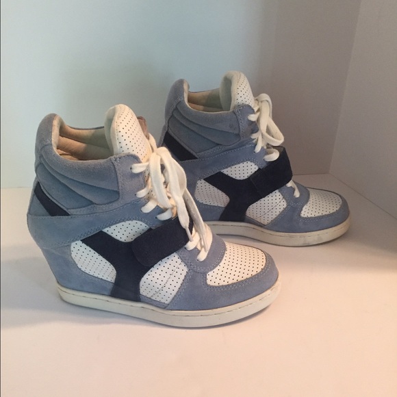 🚫SOLD🚫Ash Sky Blue Suede & White Wedge Sneakers - Picture 2 of 4