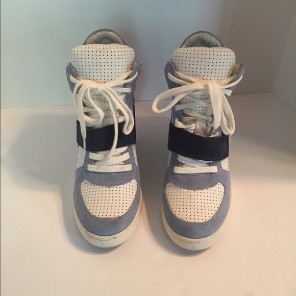 🚫SOLD🚫Ash Sky Blue Suede & White Wedge Sneakers - Picture 3 of 4