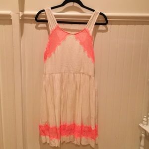 Free People Neon Pink and Cream Sundress