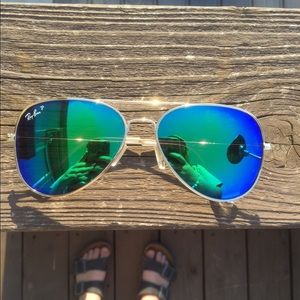 Blue and Green polarized mirrored Aviators