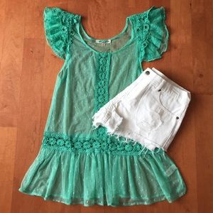 🌸Boho Sheer Mint Green Tunic🌸 Size Medium