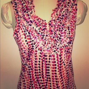 Polka Dot sleeveless top Sz S. Red, black, white.