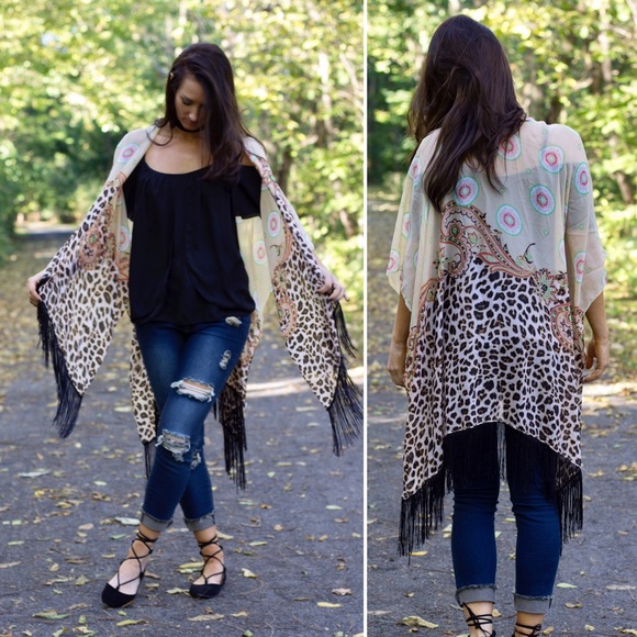 Leopard Fringe Shawl - Picture 5 of 8