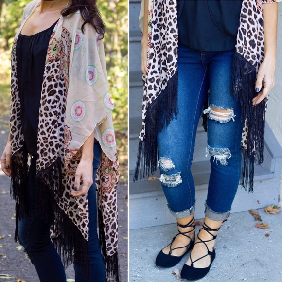 Leopard Fringe Shawl - Picture 6 of 8