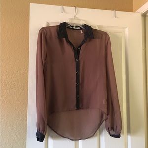 Jean embellish and brown blouse