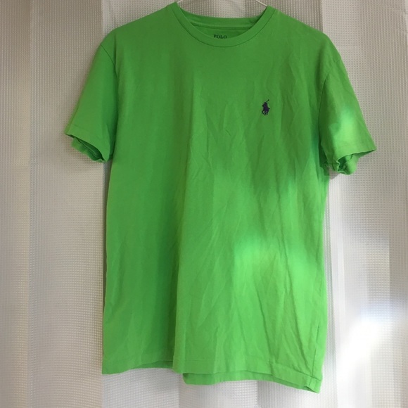 Green polo tshirt purple logo soft