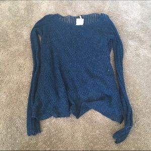 Free People Blue Pullover Sweater