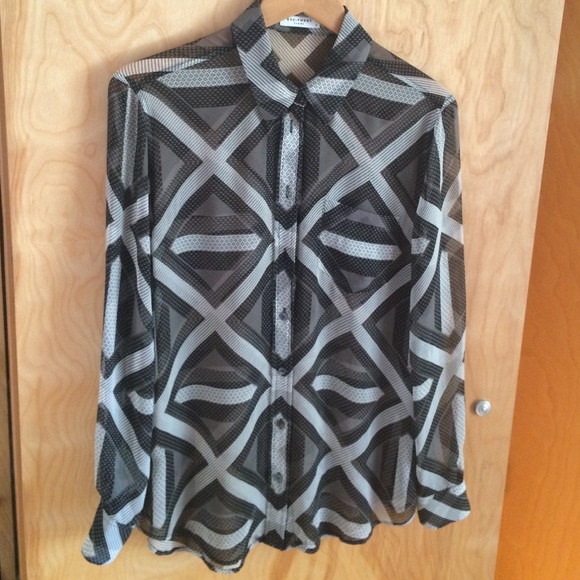 Geo print silk blouse. - Picture 1 of 2