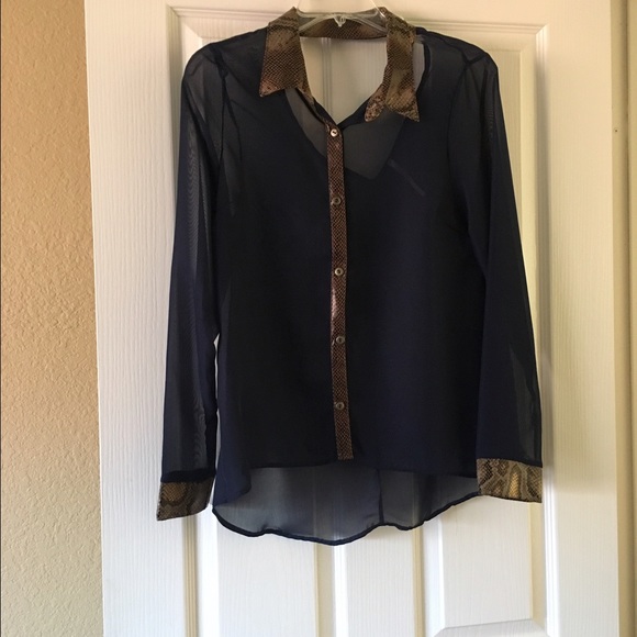 Snake skin and navy blue blouse