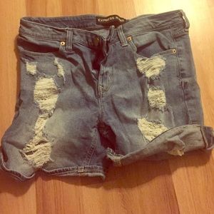 Express destroyed denim shorts