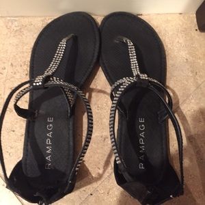 black sparkly rampage flat sandals