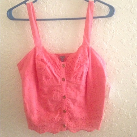 NWT coral crop top with floral detail