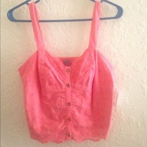 NWT coral crop top with floral detail