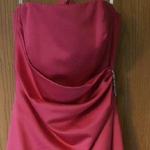 David's bridal, long, strapless bridesmaid dress,