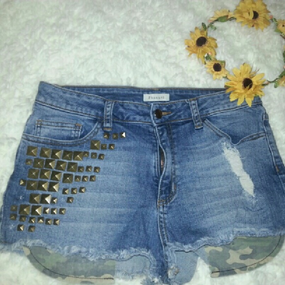 Denim Rhinestone Short - Picture 1 of 4
