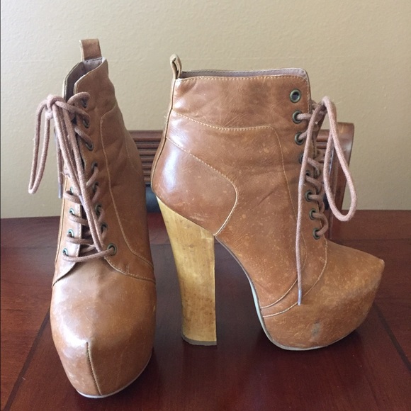 Tan Platform Boots - Picture 2 of 4