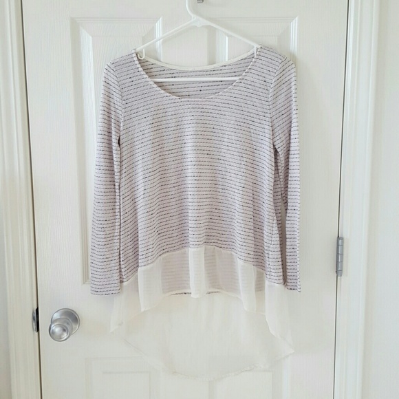 Striped long sleeve high low shirt