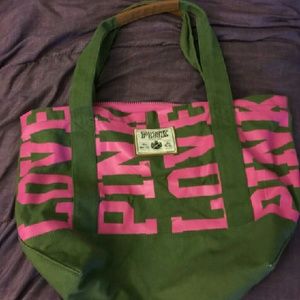 Victoria secret pink green and pink large tote