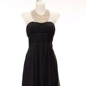 Aidan Mattox pearl and crystal neck black gown